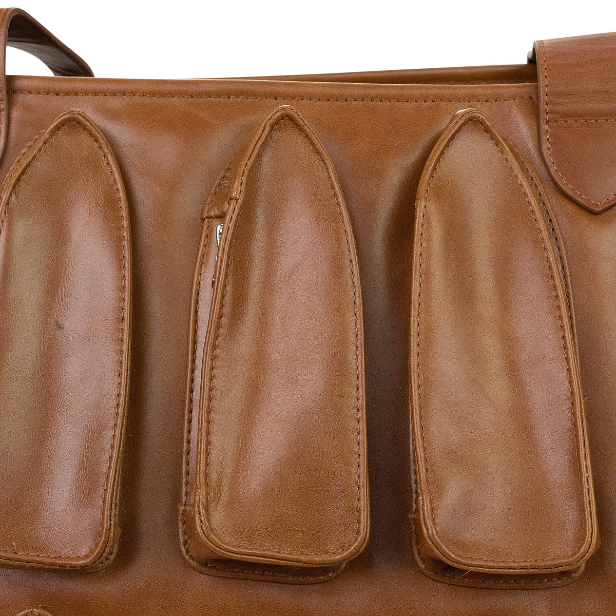BROWN THORNED POCKET TOTE BAG