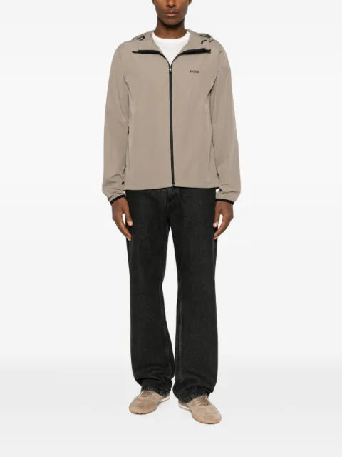 BOSS hooded logo-print jacket