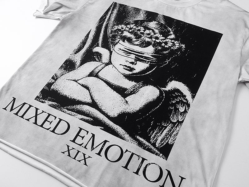 MIXED EMOTION Angel Back-Print Short-Sleeve T-Shirt