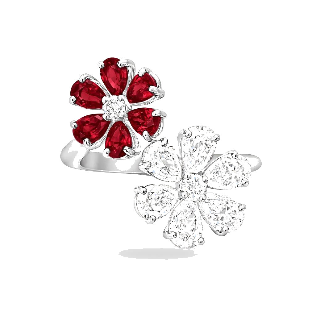 Harry Winston Style Forget-Me-Not Floral Cubic Zirconia Ring