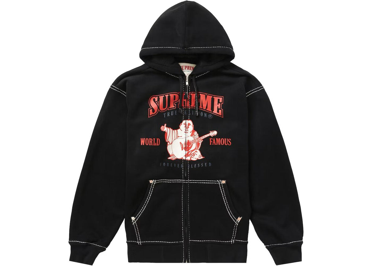 Designed True Religion Zip Up Hooded Sweatshirt Black