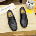 Louis Vuitton Black Embossed Driving Loafers - Raised Front Detail