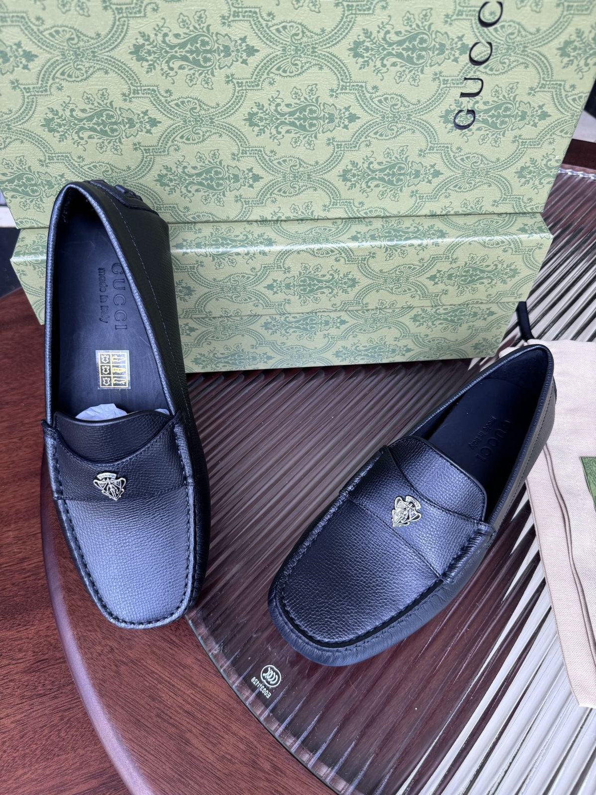 Gucci Black Bee Driving Loafers