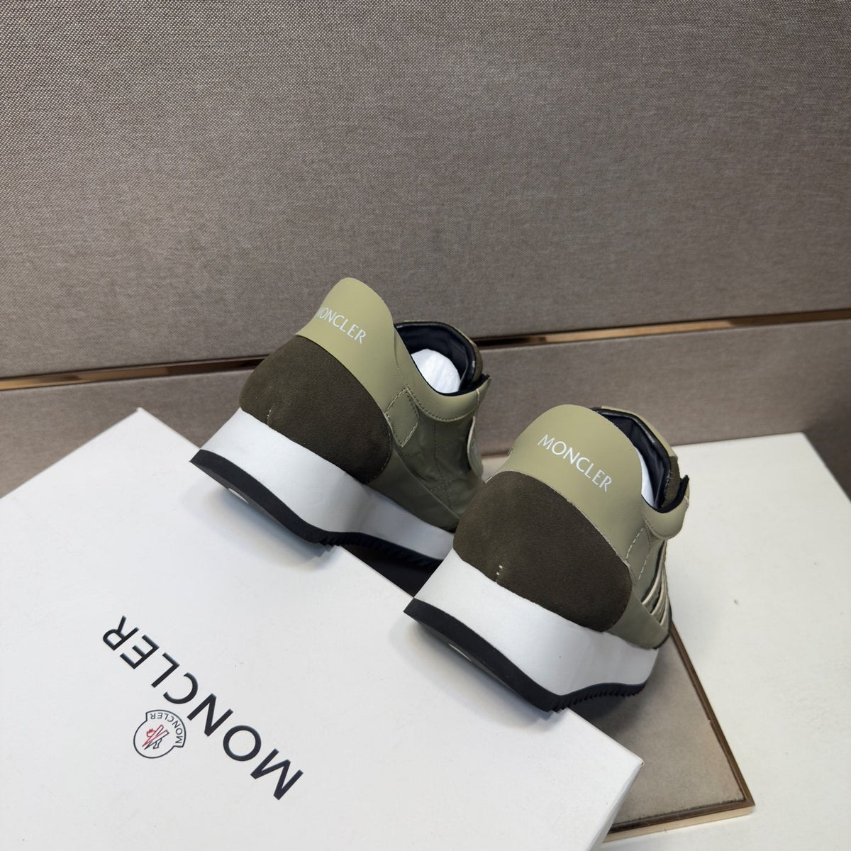 Moncler Olive Green Low-Top Sneakers
