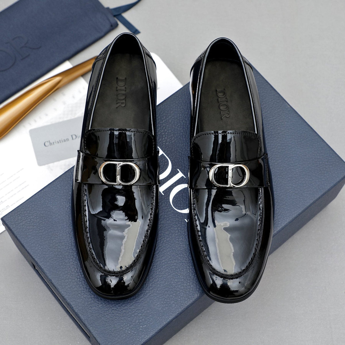 Dior Black Patent Leather Loafers