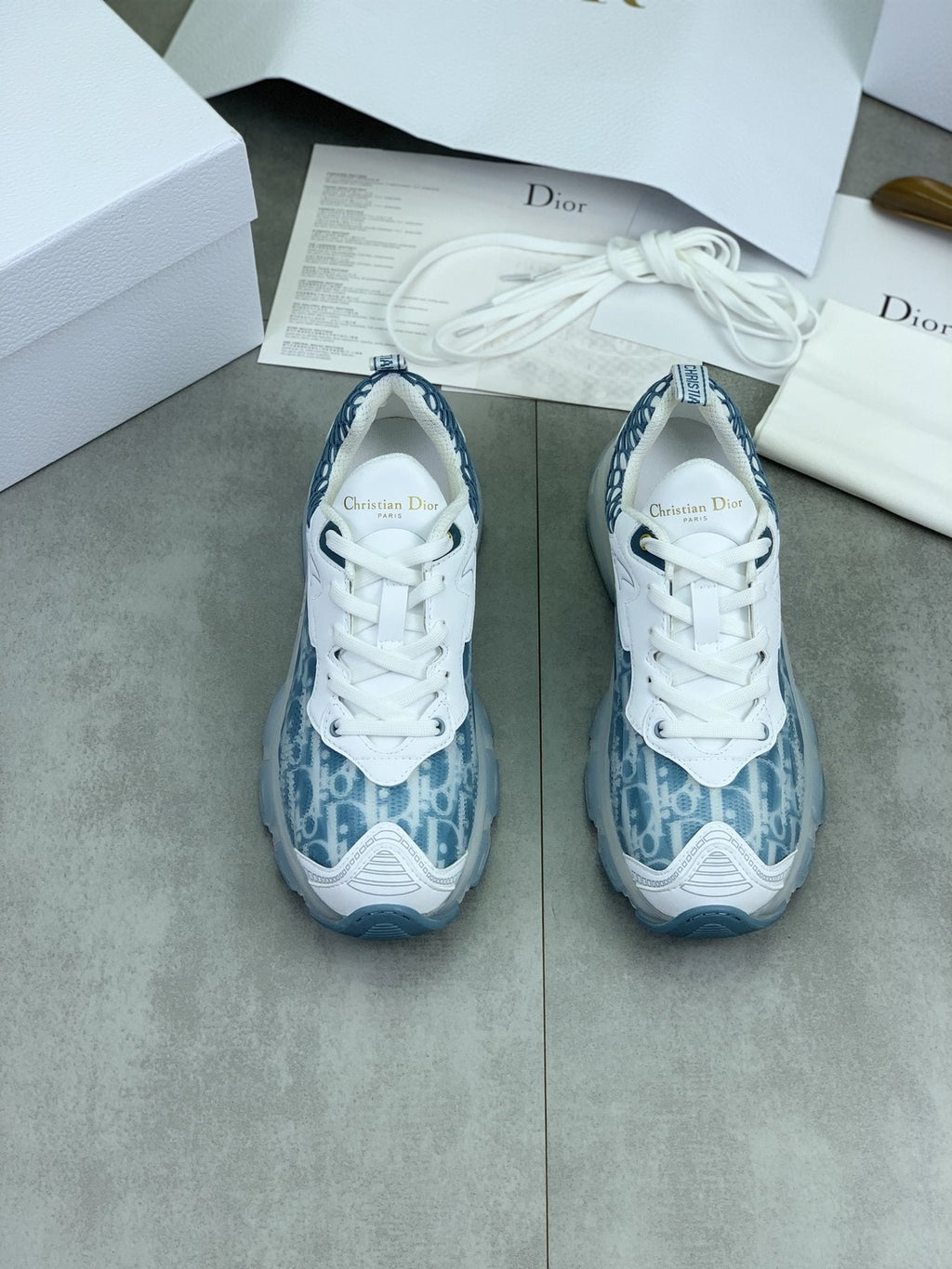 Dior Navy Patterned Low-Top Sneakers